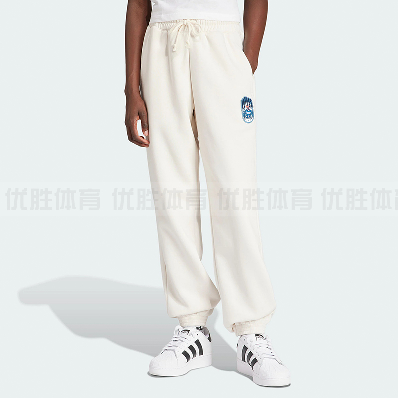 Adidas阿迪达斯 官方正品三叶草女子加绒保暖束脚运动长裤 IT1743