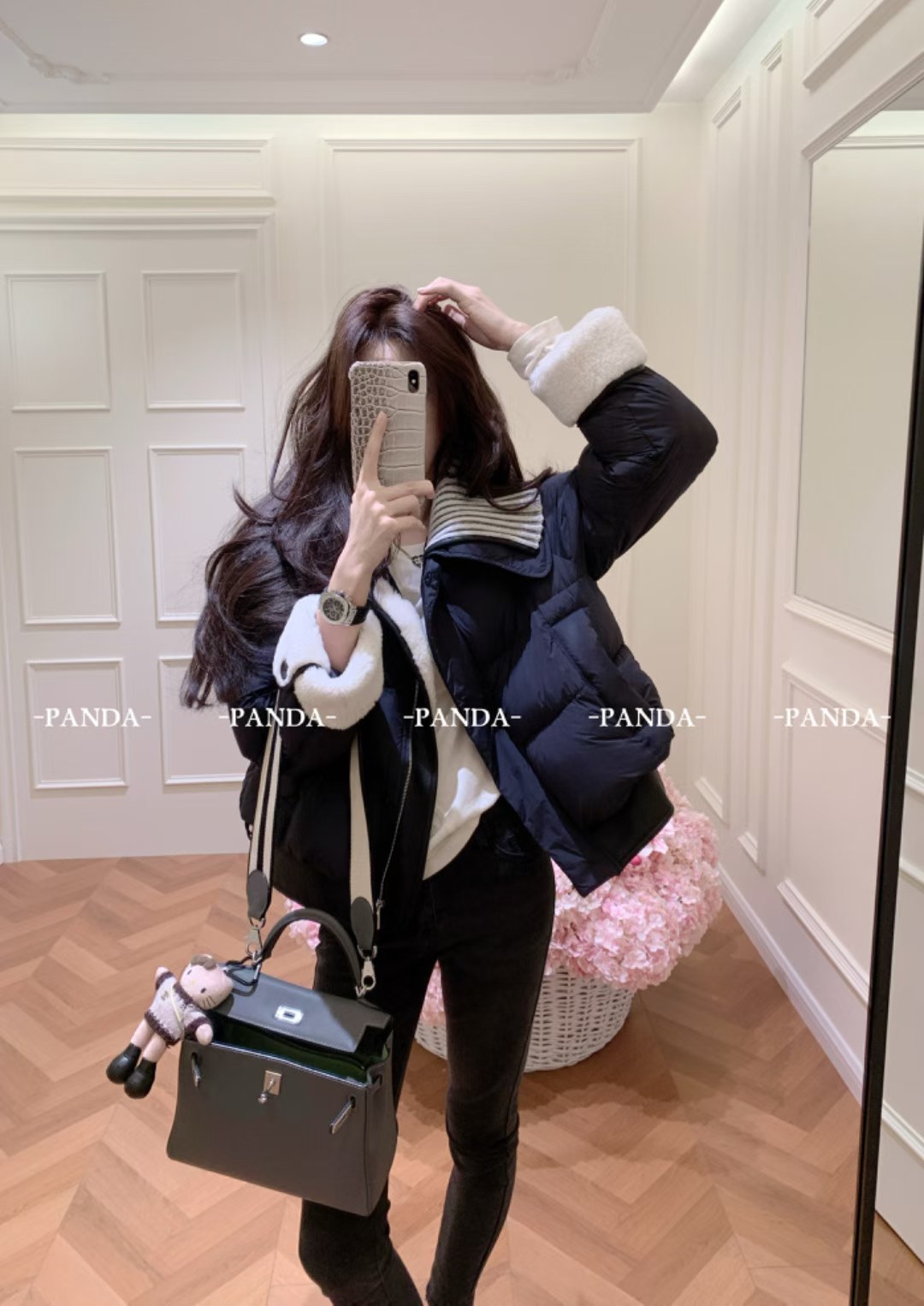 Panda 平湖正版95白鸭绒爆款羽绒服短外套小翻领洋气面包服女上衣