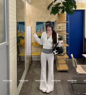 三件套2026新款 艾米Amy休闲运动套装 女连帽卫衣搭高腰拼接喇叭裤