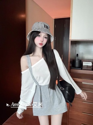 Amy艾米家套装正版学院风长袖高腰显瘦包裙裙裤套装女