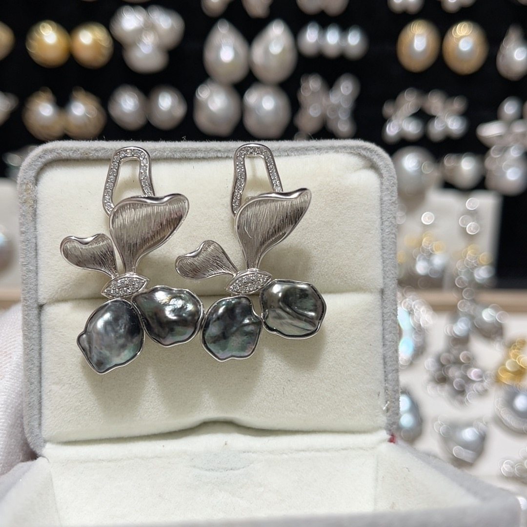 炫彩大溪地无核keshi双珠精工拉丝蝴蝶包镶吊坠耳钉两用款S925银,珠宝/钻石/翡翠,耳饰,淘宝优惠券,粉丝福利购,淘宝优惠卷