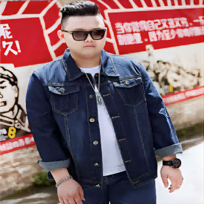 春秋季新款大号长袖男士牛仔外套水洗肥佬加肥加大码牛仔夹克男装