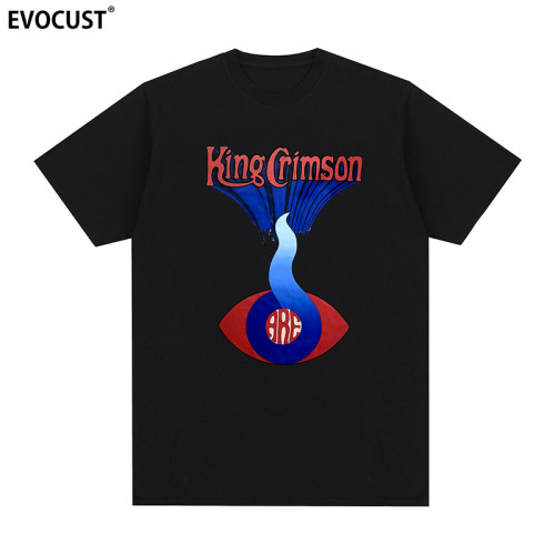 King Crimson band克里姆森国王摇滚乐队复古短袖T恤字母男女