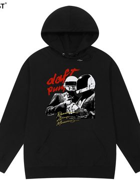 Daft Punk帽衫蠢朋克乐队vintage电子美式复古街头男女连帽卫衣潮