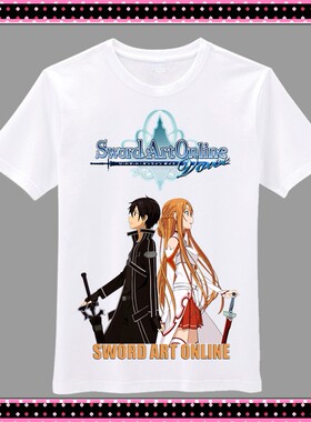 无胶感 2款动漫周边/刀剑神域SAO 亚丝娜 桐人/莫代尔短袖T恤