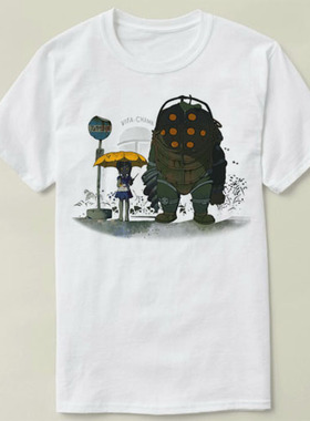 bioshock TOTORO  生化奇兵 龙猫video game Tee 圆领衣服定制T恤