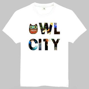 Owl City T-shirt 猫头鹰之城 T恤 白色短袖 欧美 歌手潮流T恤