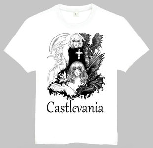 欧美潮流T恤 短袖 恶魔城 Castlevania 订制T恤 shirt 白色 T恤