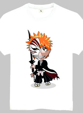 BLEACH T-shirt Q版死神 T恤 白色短袖 动漫 黑崎一护 T恤