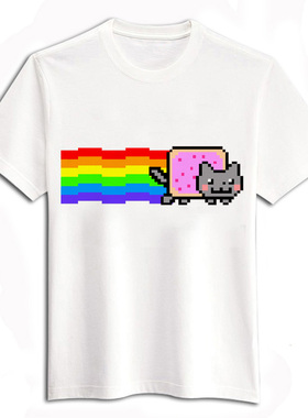 Nyan Cat 彩虹猫 街机游戏  T恤 休闲装 牛奶丝T恤 nyan喵