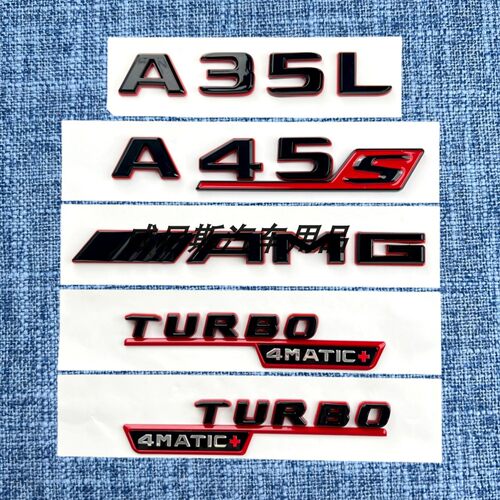 适用奔驰新A级改装A35 A35L A45S尾标贴侧标AMG贴标黑红车标贴