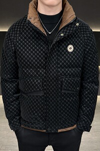 2024满身印花皮羽绒服男保暖外套95818P175填充物白鸭绒图片