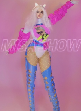 Misashow米莎秀电音节派对夜店酒吧歌手DJ舞蹈队Gogo粉蓝色演出服