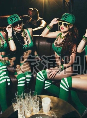 莎莎家绿色欧美运动风 酒吧gogo演出服 party gilr互动 ds演出服