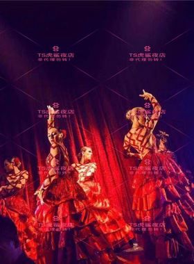 夜店酒吧DS歌手DJ舞蹈GOgO性感红色亮片作秀裙摆演出服