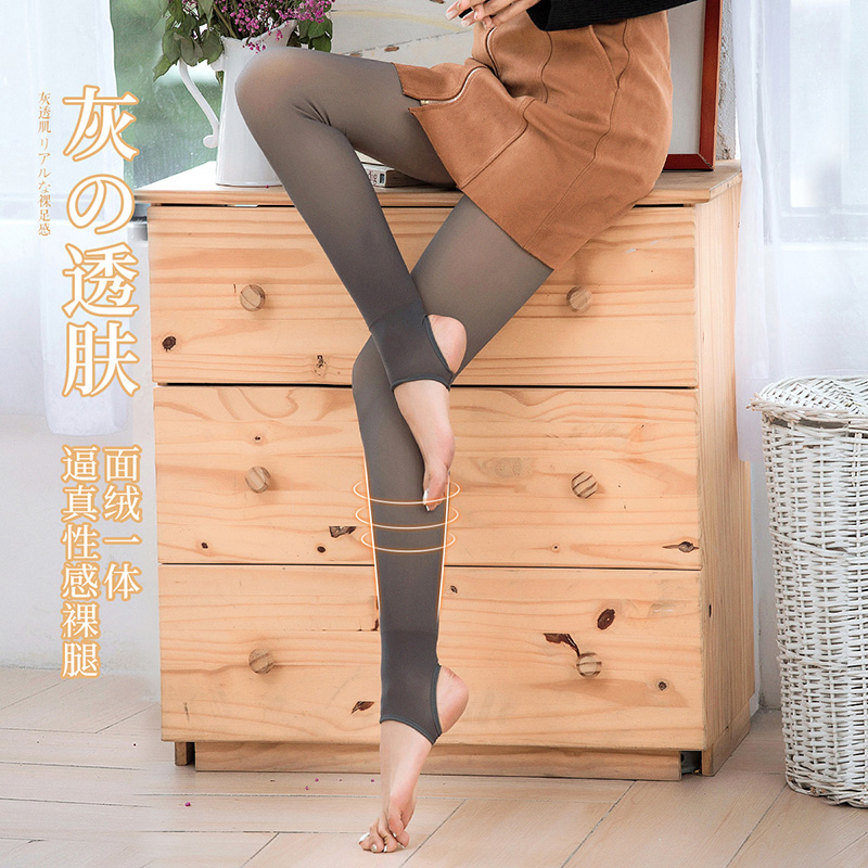 加绒加厚打底裤袜透肤保暖