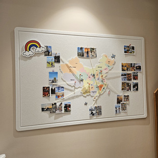 饰 地图旅行照片墙中国毛毡地图旅行足迹打卡照片墙办公室客厅装