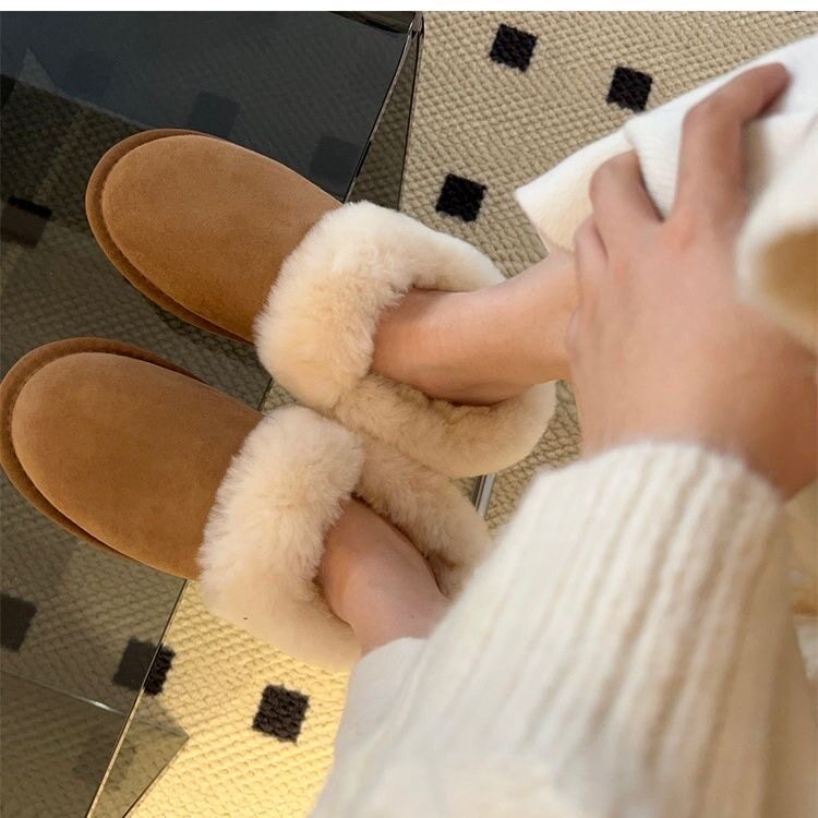 2024新款大喜庆懒人鞋雪地靴女羊皮毛一体保暖棉靴真羊毛靴牛皮,女鞋,时尚雪地靴,淘宝优惠券,粉丝福利购,淘宝优惠卷