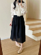 温柔风飘带衬衫 法式 黑色机理感百褶半身裙 春日初恋感