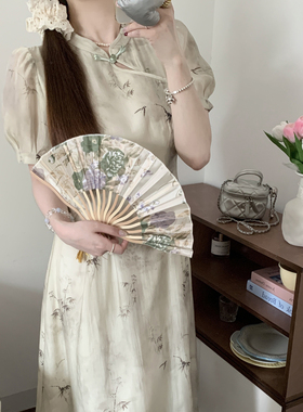 糖安妮【浮光影竹】新中式国风竹子旗袍改良复古连衣裙2024夏新款