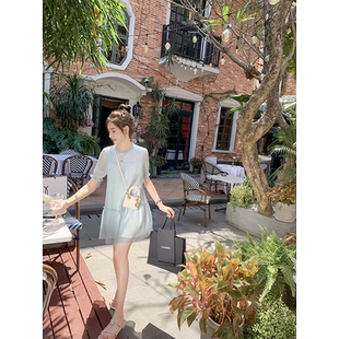 夏季 鱼兔子 兔子雪纺连衣裙女2023年新款 韩系小清新森系超仙裙子