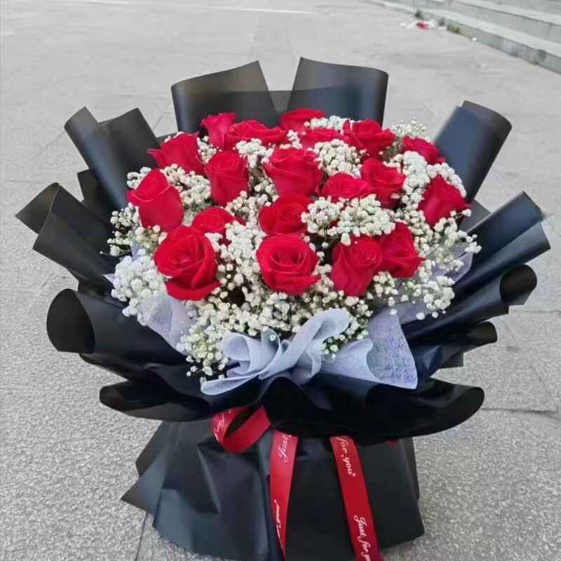 爱人生日19朵红玫瑰鲜花束浙江嘉兴市海宁平湖州德清长兴同城配送