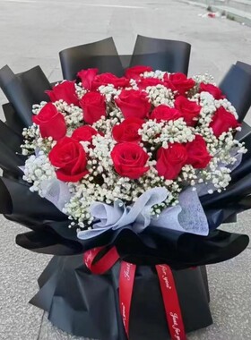 爱人生日19朵红玫瑰鲜花束浙江嘉兴市海宁平湖州德清长兴同城配送