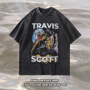 TKPA美式 复古hiphop直喷印花重磅vintage水洗做旧嘻哈潮牌短袖