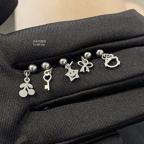 钛钢千禧风女流行图案耳钉套装