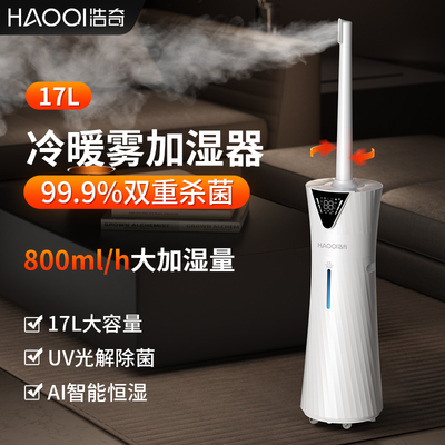 浩奇冷热雾加湿器家用静音卧室恒湿加热除菌母婴可旋转暖雾喷雾器