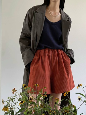 现韩国东大门Bling/Atmosphere女2023秋季时尚灯芯绒休闲短裤