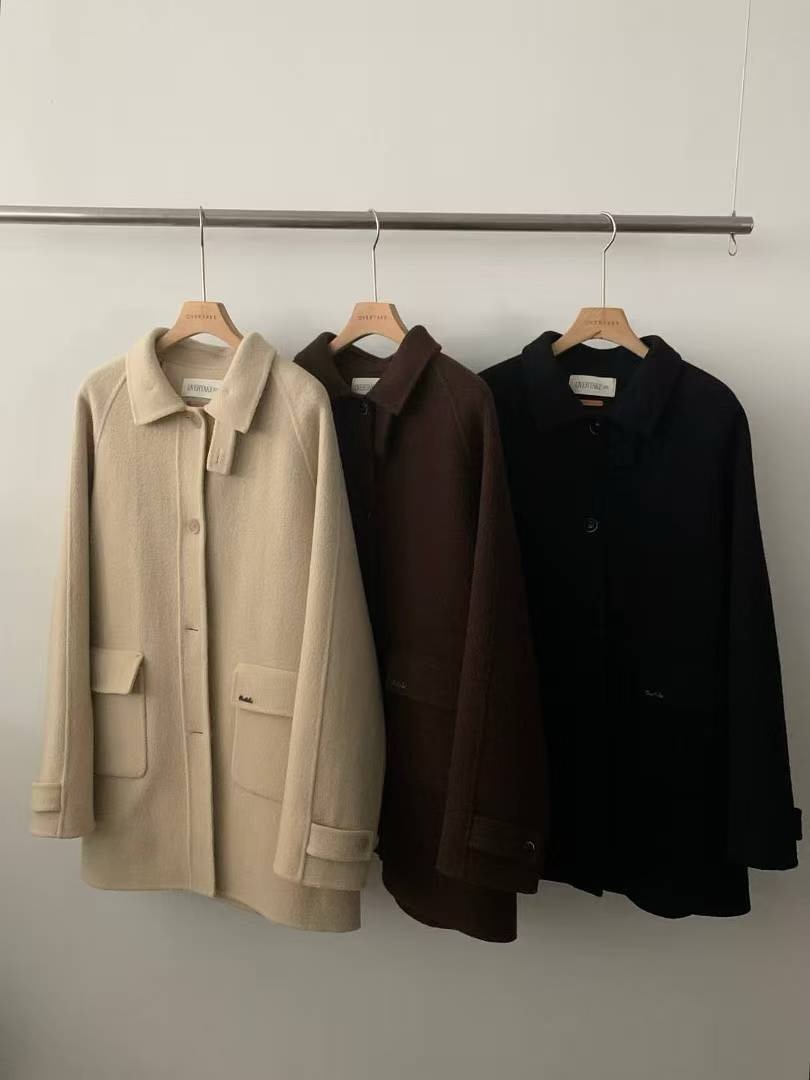 OVERTAKE2025韩国东大门新秋冬翻领高级羊毛大衣外套女