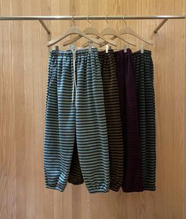 现choi韩国东大门2025冬新款 112834 宽松条纹松紧腰束脚休闲裤