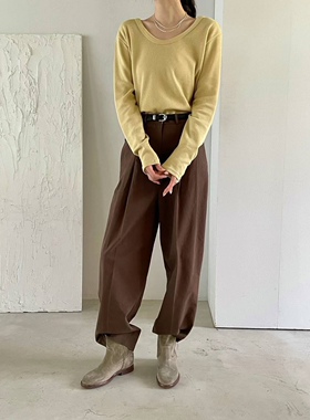 现货 atmosphere韩国东大门2023秋气质简约时髦感大领长袖T恤