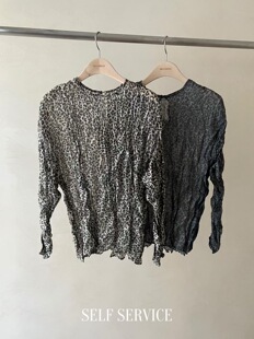 褶皱套头小衫 韩国东大门正品 service豹纹时尚 self 2026春新款