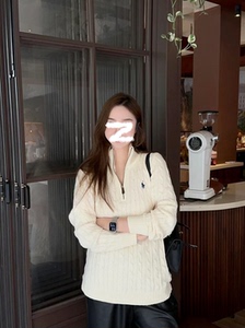 2023秋冬款RL小马麻花立领半拉链加厚羊毛毛衣女深圳南油高端女装