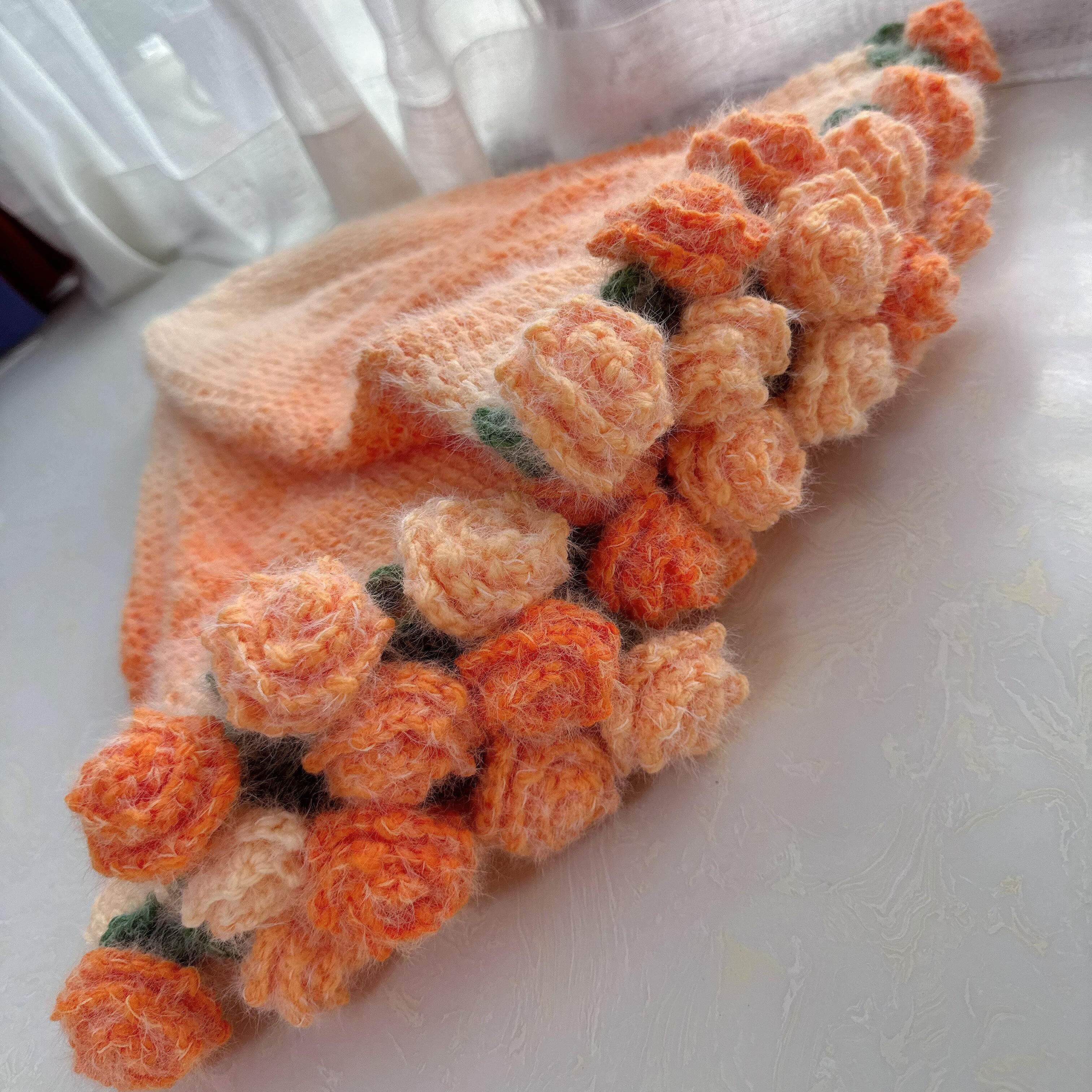 玫瑰花毯子材料包毛线手工编织