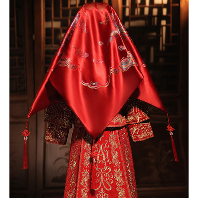 中式红色结婚盖头高级结婚秀禾