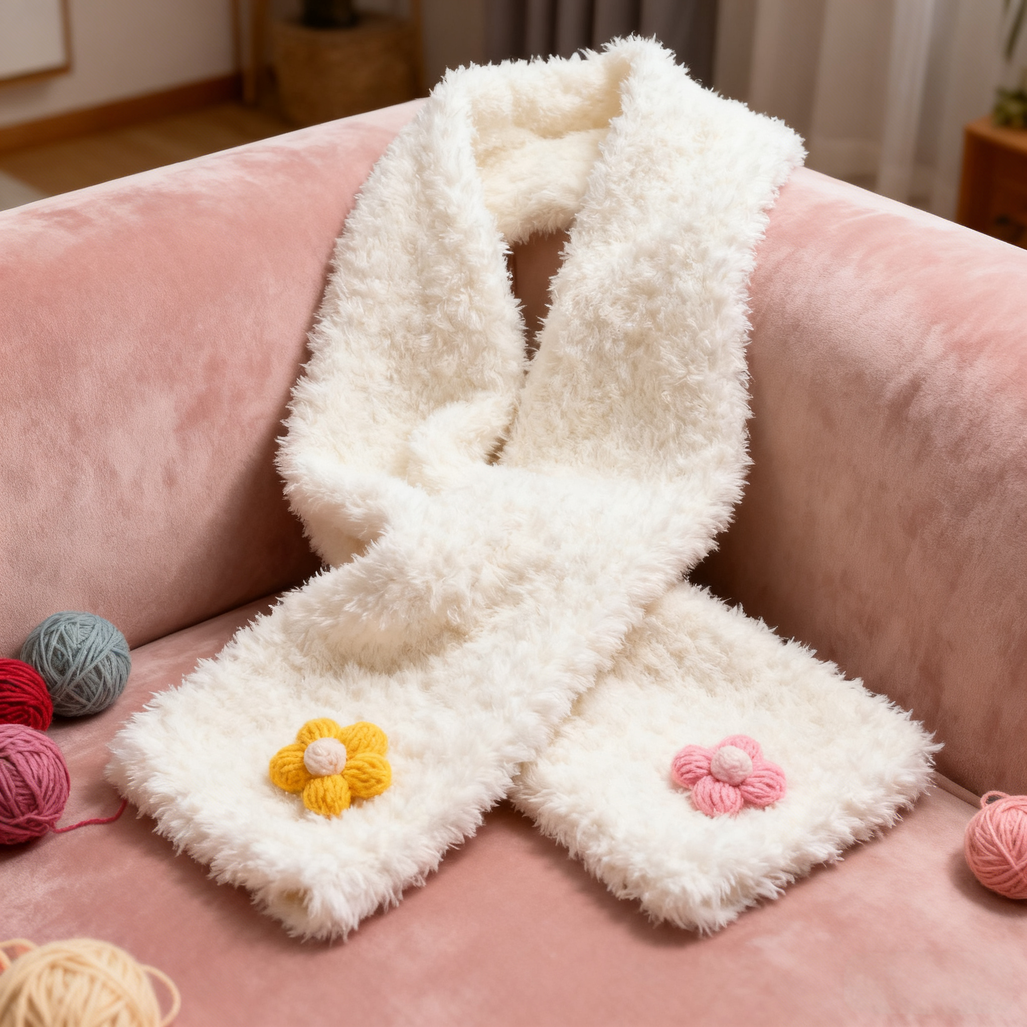 原色部落成品围巾珊瑚绒材料包