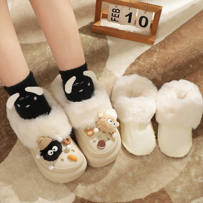 洞洞鞋白色加绒棉内胆保暖可拆卸