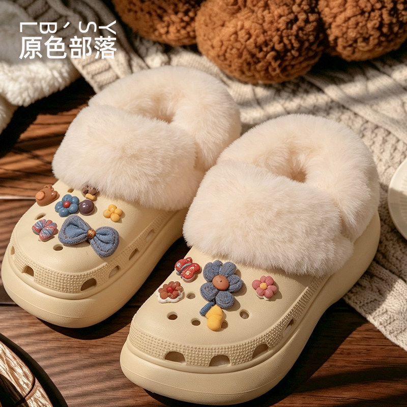 洞洞鞋毛绒内胆加绒棉套图片