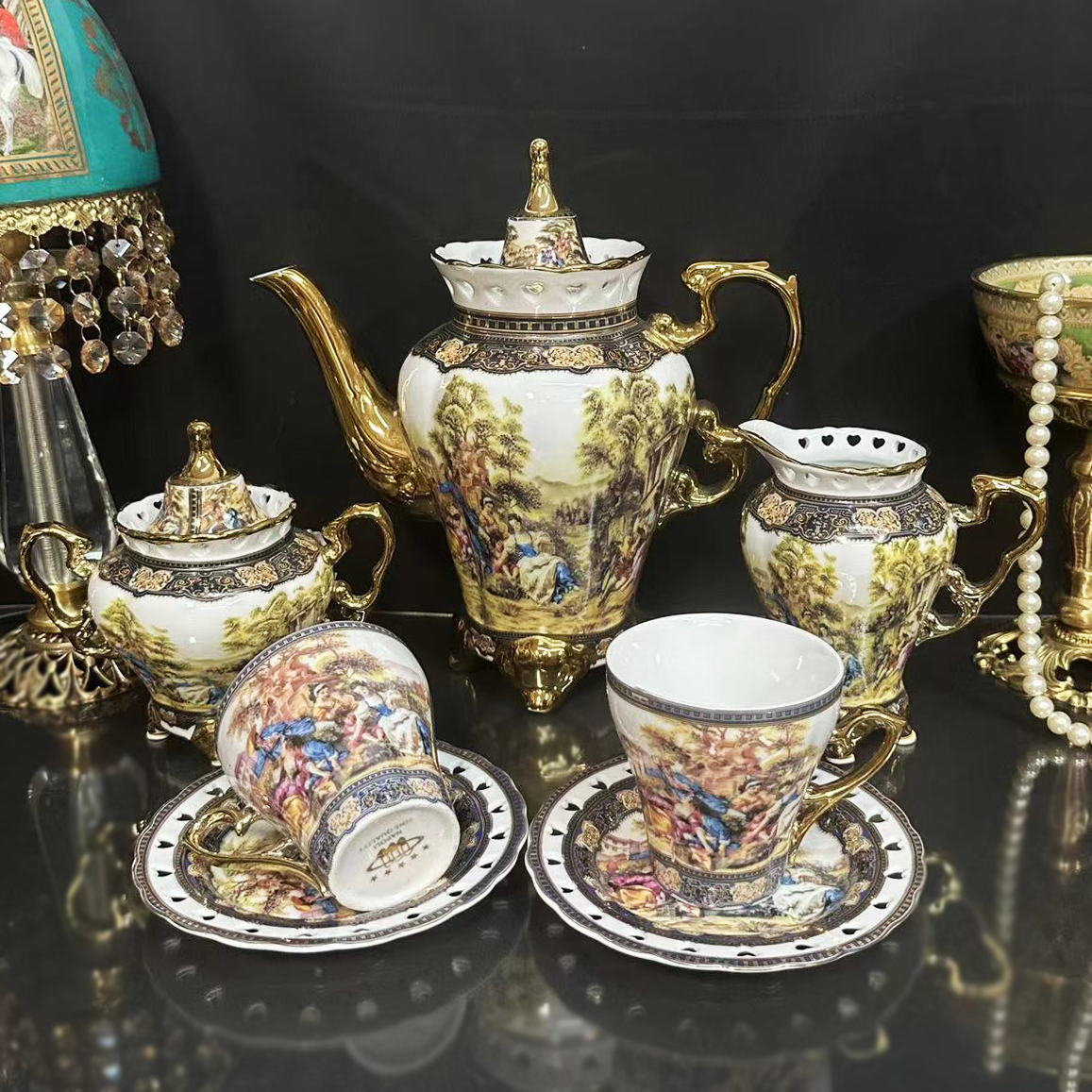 中古人物宫廷风咖啡杯套装