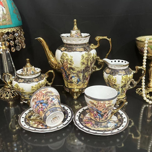 原单中古人物咖啡具宫廷风咖啡杯套装下午茶茶具欧式奢华微瑕特价