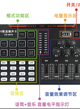 套装声卡播音抖音V818麦克风电脑手机全民K歌电脑