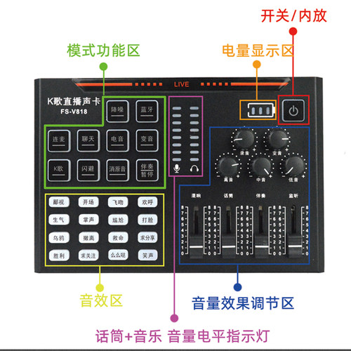 套装声卡播音抖音V818麦克风电脑手机全民K歌电脑