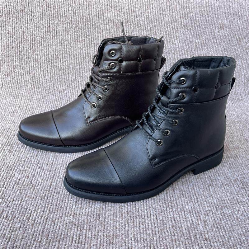 40 41码 冬季男靴头层牛皮商务正装系带加绒加厚保暖舒适男马丁靴
