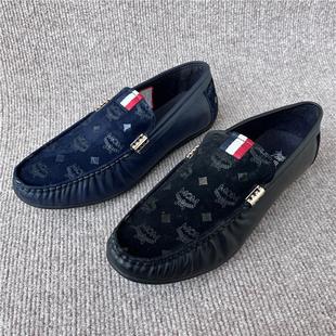 宝罗丝丹 39-41码春秋牛皮男皮鞋懒人鞋软底开车鞋时尚潮男豆豆鞋