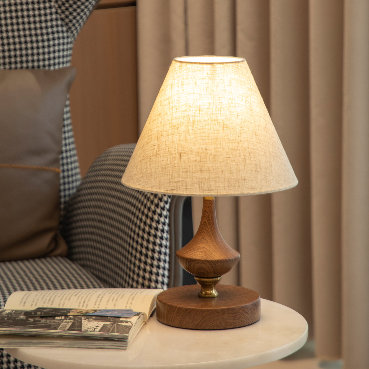 法式美式复古仿实木台灯卧室床头柜中古田园风温馨长明灯装饰灯