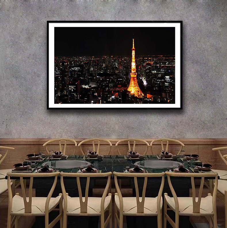 日本东京tokyo铁塔夜景风景现代装饰画