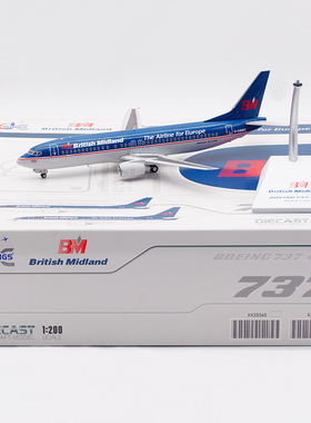 Jcwings 1/200 合金飞机模型 英国米德兰航空 B737-400 G-OBMG